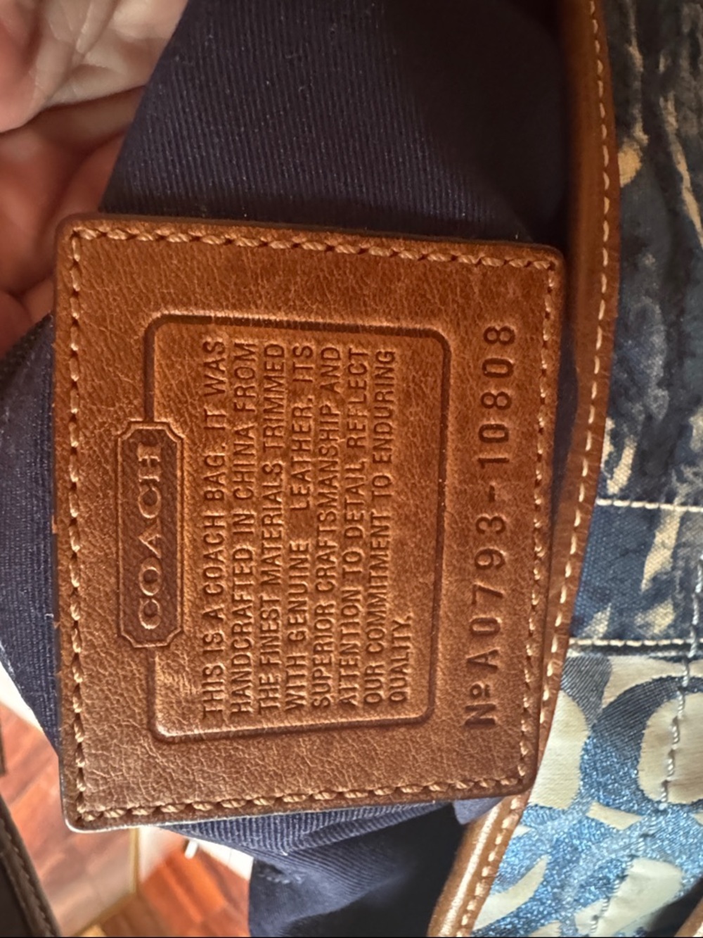 Coach Patchwork Logo & Denim Shoulder Bag in Navy, Tan & Black - Picture 5 of 6